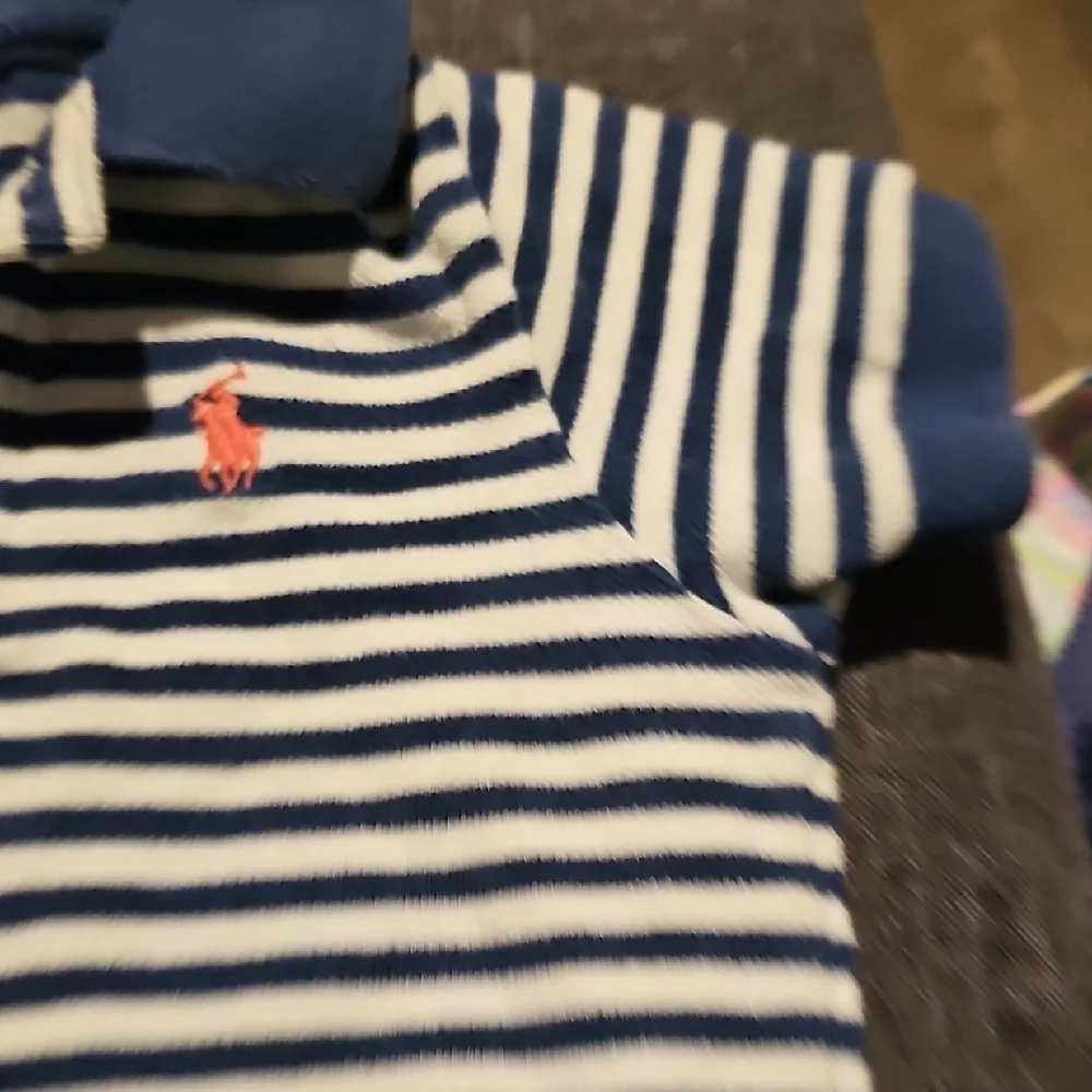 Polo Ralph Lauren Navy White Striped Polo Blue White 12 Months Toddler Shirt